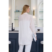 Premium By Moodbasic Taşlı Çizgili Saten Tunik