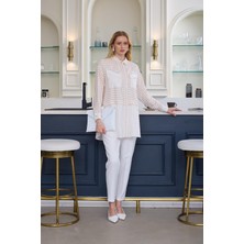 Premium By Moodbasic Taşlı Çizgili Saten Tunik