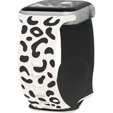 AktarMobile Apple Watch 10 / 11 42 mm Uyumlu Silikon Kordon Leopar Desenli Renkli Tasarım Kayış