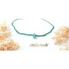 Chellomood Apatit Doğal Taşlı - Mavi Boncuklu Kolye