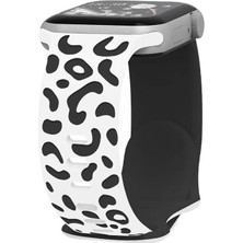 AktarMobile Apple Watch 10 / 11 42 mm Uyumlu Silikon Kordon Leopar Desenli Renkli Tasarım Kayış