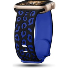 AktarMobile Apple Watch 10 / 11 42 mm Uyumlu Silikon Kordon Leopar Desenli Renkli Tasarım Kayış