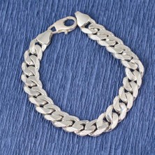Nusret Takı 925 Ayar Gümüş 10 x 13 mm Desenli Zincir Bileklik