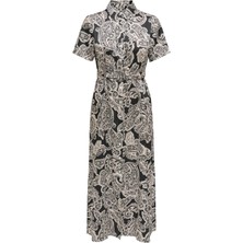 Only Kadın Onlpaula Desenli Toka Kemerli Maxi Elbise 15341613 Siyah