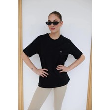 Kadın Metalik Yazı Baskılı Basic T-Shirt