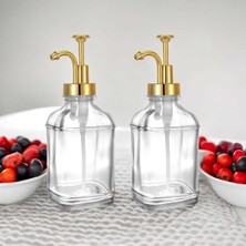 Vintage Pompalı Şeffaf Sıvı Sabunluk 500ML Tezgah Üstü