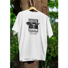 Hayat Koruma Kartal Pençesi Bisiklet Yaka Yüksek Kalite Baskılı Beyaz T-Shirt