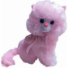 Peluş Oyuncak Oturan Tombul Sevimli Sesli Peluş Pembe Kedi 45 cm