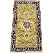 El Dokuma Küçük Eskitme Bünyan Halısı 55X103 Yeşil Vintage Yastık