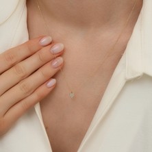 14 Ayar Taşlı Kalp Figürlü Altın Kolye – Işıltıyla Gelen Aşk