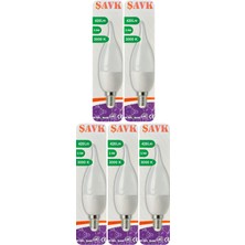 (5 adet) Şavk 5,5W (37W) Sarı Işık (3000K) E14 DUYLU (Ince Duy) LED Kıvrık Ampul