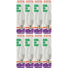 (8 adet) Şavk 5,5W (37W) Sarı Işık (3000K) E14 DUYLU (Ince Duy) LED Kıvrık Ampul