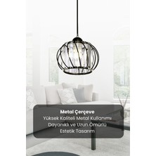 Quattro Model Siyah Renk Kaplama Metal Kristal Taşlı Salon Oturma Odası Tavan Sarkıt Avize