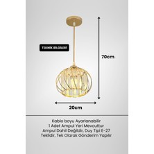 Quattro Model Gold Renk Kaplama Kristal Taşlı Metal Gövde Yeni Nesil Modern Tavan Sarkıt Avize