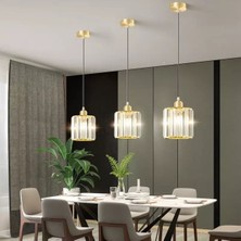 Lüx Kristal Modern Tekli Gold Avize