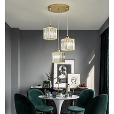 Lüx Kristal Gold 3 Lü Sarkıt Avize