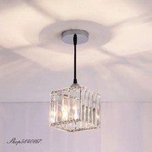 Meriva Model Modern Luxury Sarkıt Moda Oda Hol Antre Koridor Salon Krom Kare Kristal Taşlı Avize