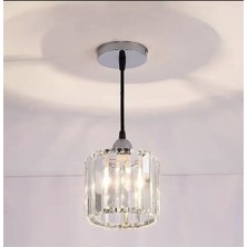Lüx Kristal Modern Tekli Krom Avize