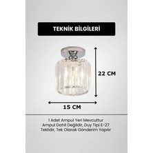Chiaro Forte Model Krom Renk Kaplama Kristal Taşlı Metal Gövde Luxury Serisi Modern Plafonyer Avize