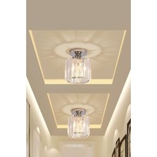 Chiaro Forte Model Krom Renk Kaplama Kristal Taşlı Metal Gövde Luxury Serisi Modern Plafonyer Avize