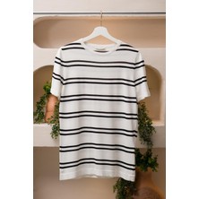 San&fa Bisiklet Yaka Çizgili Rayon Kumaş Slimfit T-Shirt