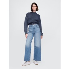 Gap Kadın Mavi High Stride Wide-Leg Ankle Jean Pantolon