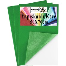 Artlantis Yeşil Yapışkanlı Keçe 50X70 cm 3 Adet 2.0 mm Kendinden Yapışkanlı Renkli Hobi Keçesi Elişi Keçe Kumaşı Anasınıfı