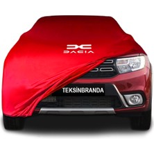 Dacia Logan 2 Stepway (2017 - 2020) Kırmızı Kumaş Araba Branda Logolu Kumaş Branda Penye Oto Branda