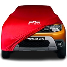 Dacia Duster 2 (2018 - ) Kırmızı Kumaş Araba Branda Logolu Kumaş Araba Brandası Penye Oto Branda