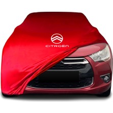 Citroen Ds4 (2011 - 2015) Kırmızı Kumaş Araba Branda Logolu Kumaş Araba Brandası Penye Oto Branda