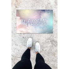 Dijital Baskı Mavi Bulut Desen Kapı Önü Paspası K-1004