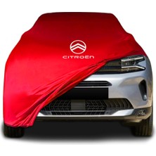 Citroen C5 Aircross (2017 - ) Kırmızı Kumaş Araba Branda Logolu Kumaş Araba Brandası Penye Oto Branda