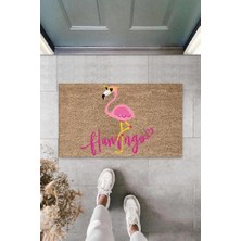 Dijital Pembe Flamingo Bej Kapı Paspası Dış Mekan PASPASK-3050