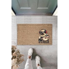 Dijital Baskı Kahverengi On The Rock Köpek Dekoratif Kapı Paspası K-2040