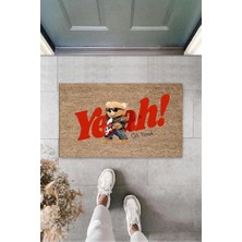Dekoratif Dijital Oh Yeah Ayıcık Bej Kapı Paspası Dış Mekan Paspas K-3188
