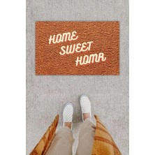Dijital Baskı Dekoratif Home Sweet Home Kahverengi Kapı Önü Paspası K-1236