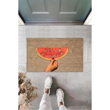 Bej Kapı Önü Paspası Hello Summer Dilim Karpuz Desen  K-3264
