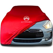 Citroen Ds5 (2011 - 2015) Kırmızı Kumaş Araba Branda Logolu Kumaş Araba Brandası Penye Oto Branda