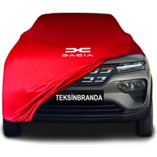 Dacia Spring (2021 - ) Kırmızı Kumaş Araba Branda Logolu Kumaş Araba Brandası Penye Oto Branda