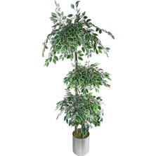 Yapay Ağaç 3 Katlı Yeşil-Beyaz Benjamin 180 cm  Yapay Çiçek Dekoru