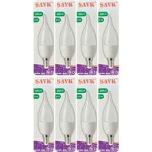 (8 adet) Şavk 5,5W (37W) Beyaz Işık (6500K) E14 DUYLU (Ince Duy) LED Kıvrık Ampul