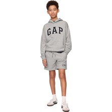 Gap Logo Havlu Kumaş Şort - 890929 Erkek Çocuk 10 Beden Gri Renk Konforlu Paça Tipi