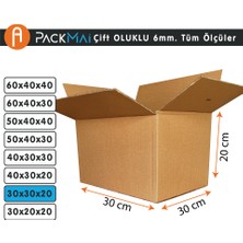 Packmai 30x30x20cm | 10ADET | 6mm Çift Oluk Kalın Boş Karton Koli (Küçük Eşya-Ev Taşıma-Çeyiz-Depolama-Nakliye)