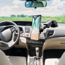 Alpotekno ® 360 Derece Dönen Torpido Üstü Uzunluk Ayarlamalı Vantuzlu Teleskopik Araç Telefon Tutucu