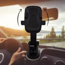 Alpotekno ® 360 Derece Dönen Torpido Üstü Uzunluk Ayarlamalı Vantuzlu Teleskopik Araç Telefon Tutucu