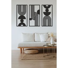 Bohem Soyut Tema Dekoratif Üç Parçalı Duvar Dekor