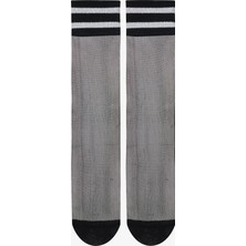 Stripe Tül Siyah Soket Çorap