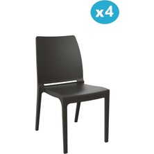 Omnipazar SY-2506 Plastik Eve Bahçe Koltuk Sandalye 4'lü Set