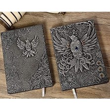 Delta 3D Kabartmalı A5 200 Sayfa Deri Defter Gümüş