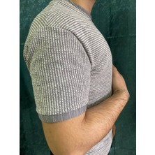 Slim Kalıp Çizgili Kumaş Erkek T-Shirt